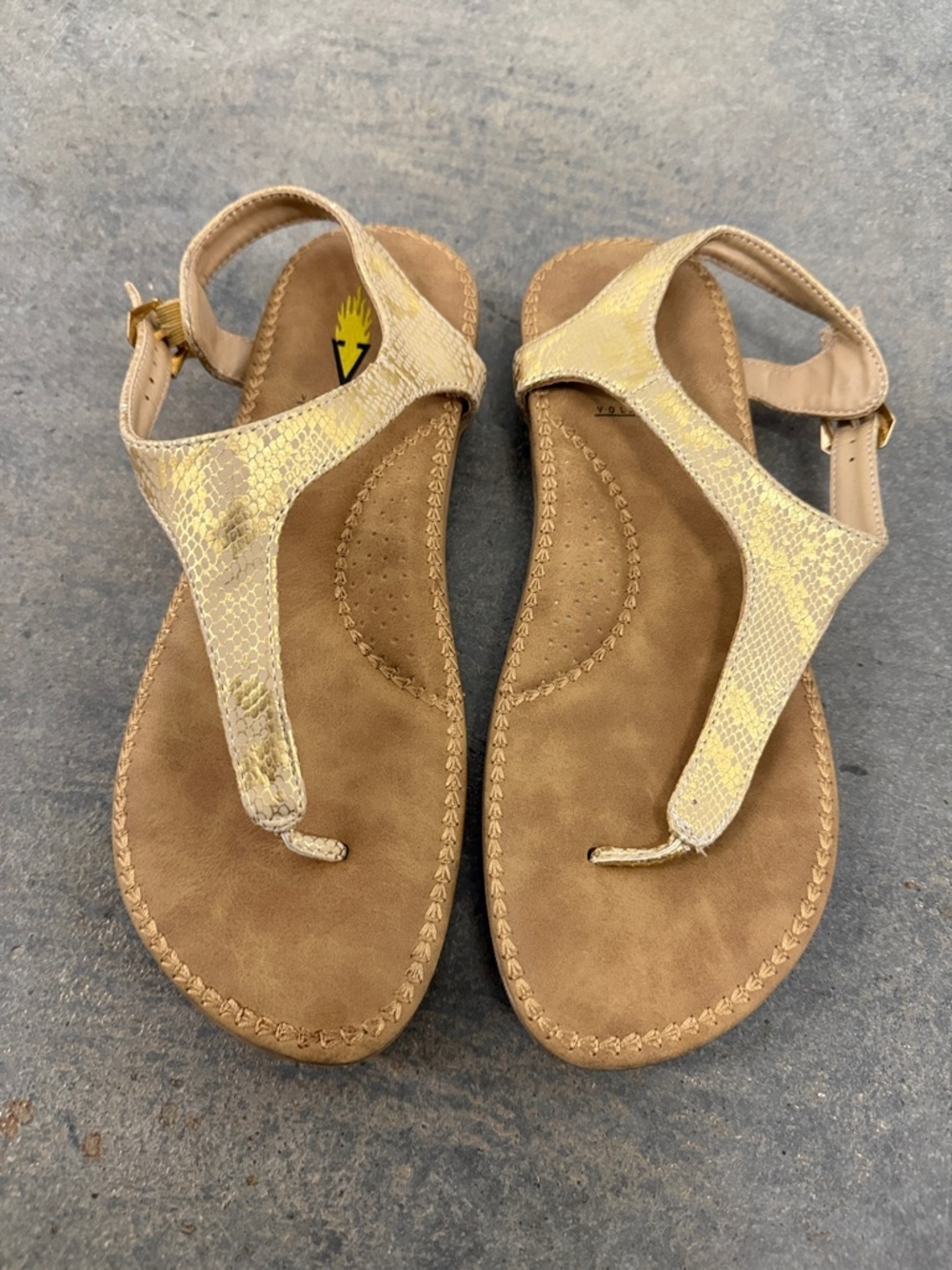Volatile Metallic Gold T-Strap Sandals